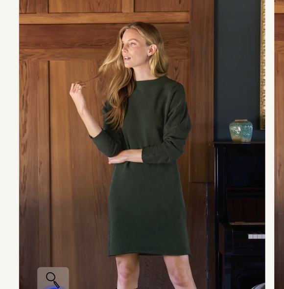 Frank & Eileen Isabelle Funnel Neck Triple Fleece Dress Green Sz.L - Picture 3 of 10